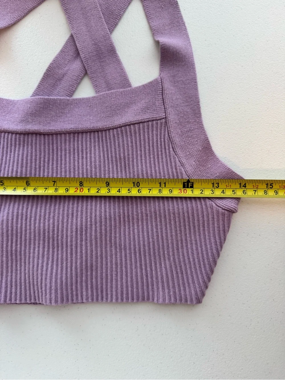 House of Harlow 1960 Lavender Rib Knit Cross Back Crop Top XS